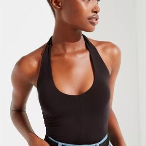 Urban Outfitters Out From Under ribbed halter crop top in black Size L